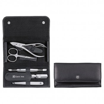 Zwilling Classic Inox Manicure Set - Black Leather Case, 5 Pieces - Black