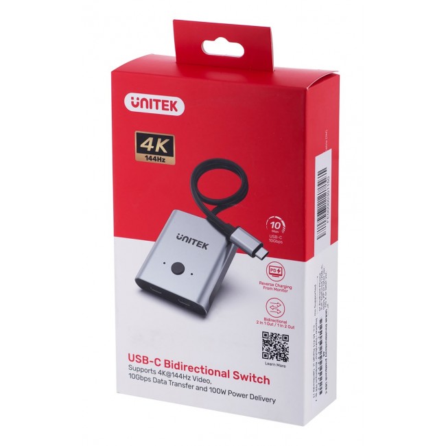 Unitek two-way Signal Switch USB-C, 2 in 1 out 4K