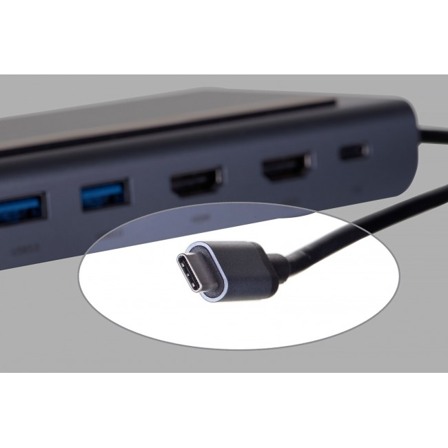 UNITEK HUB USB-C D1022B USB-A x3, USB-C PD, HDMI x2, VGA, Ethernet RJ45, SD, Micro SD, 3.5mm Audio