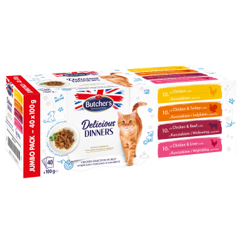 BUTCHER'S Delicious Dinners Jumbo Pack - wet cat food - 40 x 100g