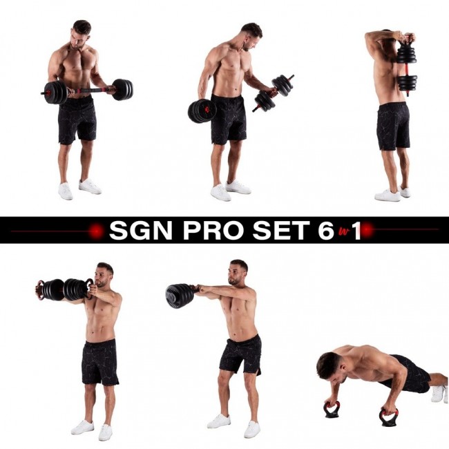 6IN1 WEIGHT SET HMS SGN130 (BARBELL, DUMBBELL AND KETTLEBELL) 30KG