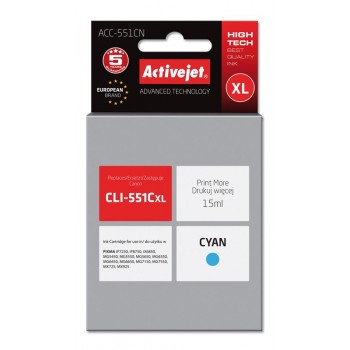 Activejet ACC-551CN Ink cartridge (replacement for Canon CLI-551C Supreme 15 ml cyan)