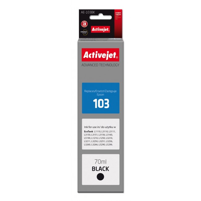Activejet AE-103Bk ink (replacement Epson 103 C13T00S14A Supreme 70 ml 4500, black)