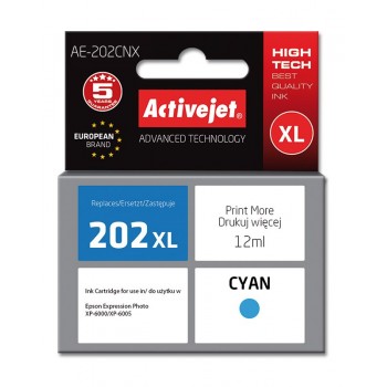 Activejet AE-202CNX ink (replacement for Epson 202XL H24010 Supreme 12 ml cyan)