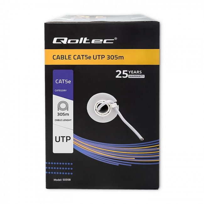 Qoltec 50358 UTP network cable| CAT5E | 305m | PVC grey