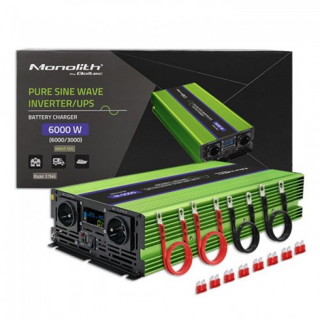 Qoltec Monolith power adapter/inverter Auto 6000 W Green