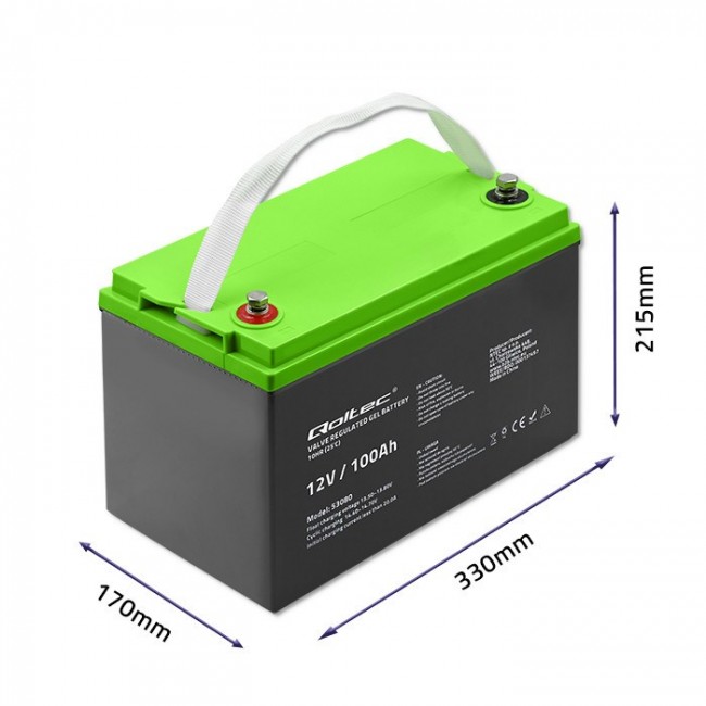Qoltec 53080 Gel battery | 12V | 100AH