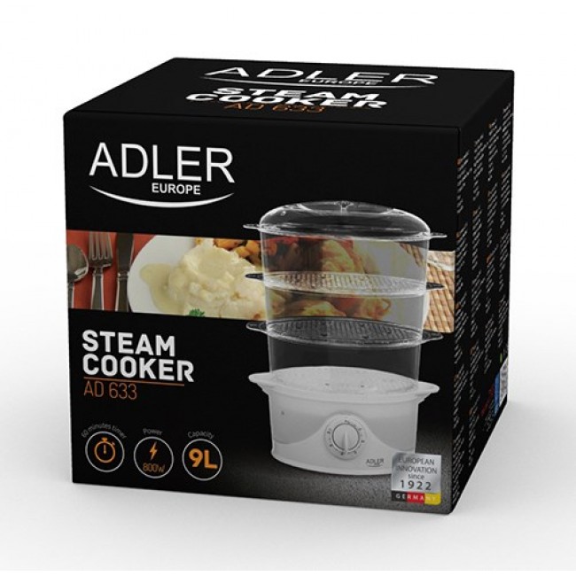 Adler AD 633 steam cooker 3 basket(s) White Freestanding 800 W