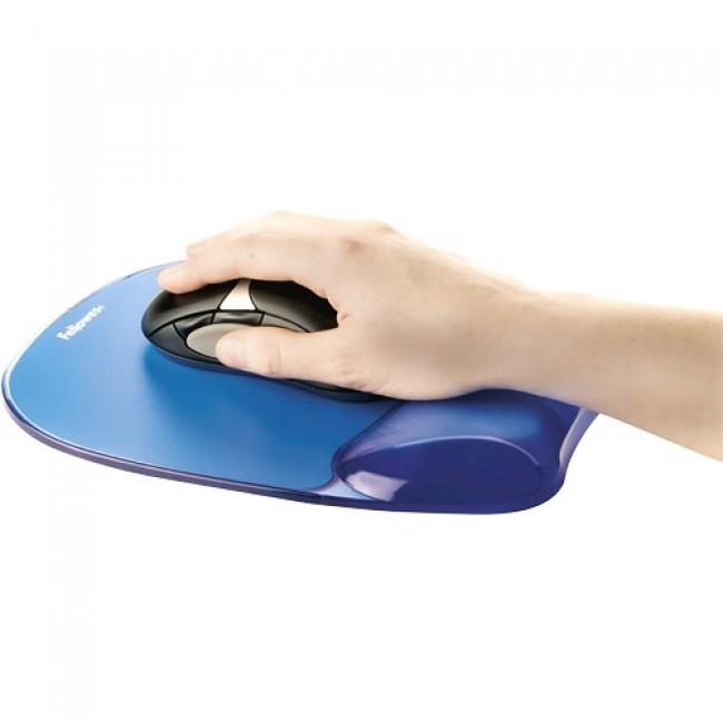 Fellowes Mouse Mat Wrist Support - Crystals Gel Mouse Pad with Non Slip Rubber Base - Ergonomic Mouse Mat for Computer, Laptop, Home Office Use - Compatible with Laser and Optical Mice - Blue
