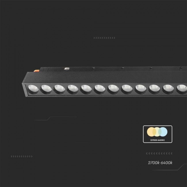 Rail luminaire 48V V-TAC 20W LED SMART WiFi TRACKLIGHT 3in1 Black VT-3621 2700K-6400K 2000lm