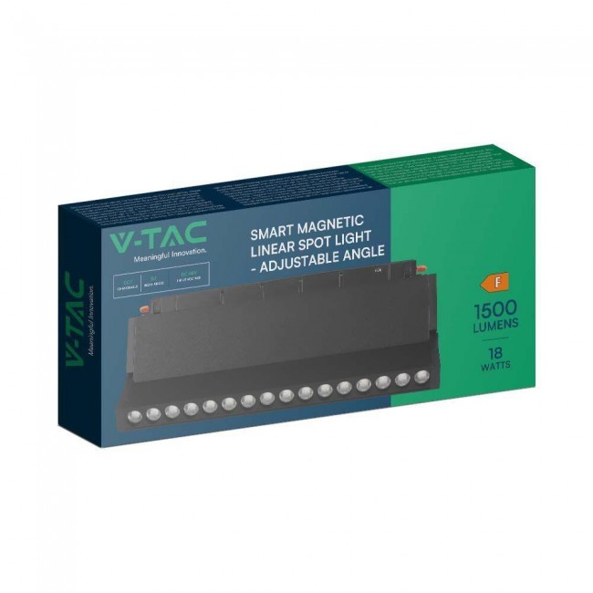 Rail luminaire 48V V-TAC 18W LED SMART WiFi TRACKLIGHT 3in1 Black VT-3618 2700K-6400K 1500lm
