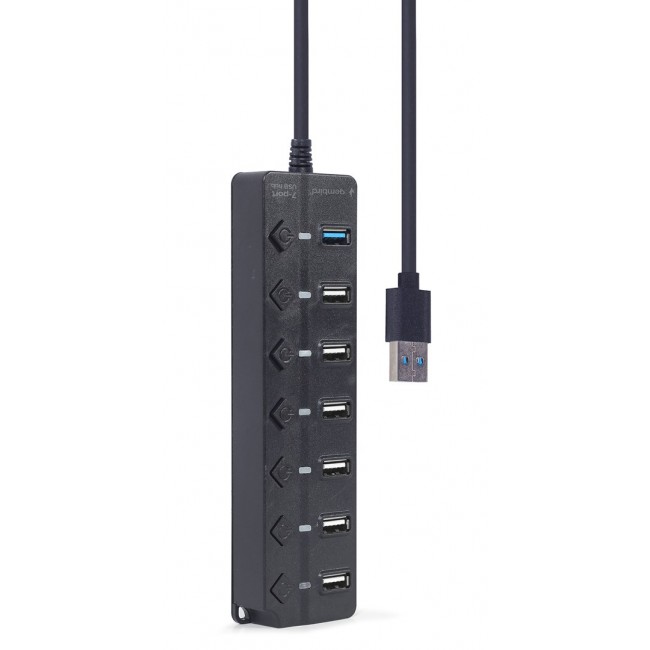 Gembird UHB-U3P1U2P6P-01 7-port USB hub (1 x USB 3.1 + 6 x USB 2.0) with switches, black