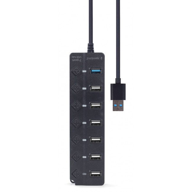 Gembird UHB-U3P1U2P6P-01 7-port USB hub (1 x USB 3.1 + 6 x USB 2.0) with switches, black