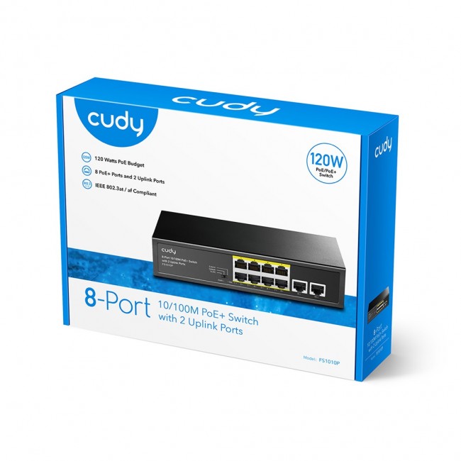 Cudy FS1010P network switch Fast Ethernet (10/100) Power over Ethernet (PoE) Black