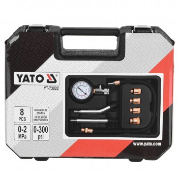 COMPRESSION PRESSURE GAUGE FOR GASOLINE ENGINES 8 PCS. YATO YT-73022