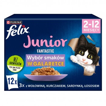 Felix Fantastic jelly food for kittens in jelly beef, chicken, salmon, sardine - 12x 85 g