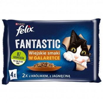 Felix Fantastic rabbit, lamb - wet food for cats 340 g (4x 85 g)