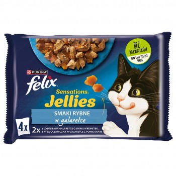 Felix Sensations Mix - salmon, shrimps, ocean fish with tomatoes - wet cat food - 4x85 g