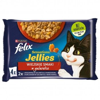 Felix Sensations - beef with tomato and chicken with carrot in jelly - Wet food for cats - 4 x 85g