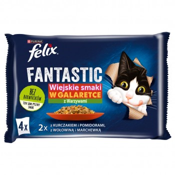 Felix Fantastic country flavors meat with vegetables - chicken with tomatoes, beef with carrots - 340g (4x 85 g)