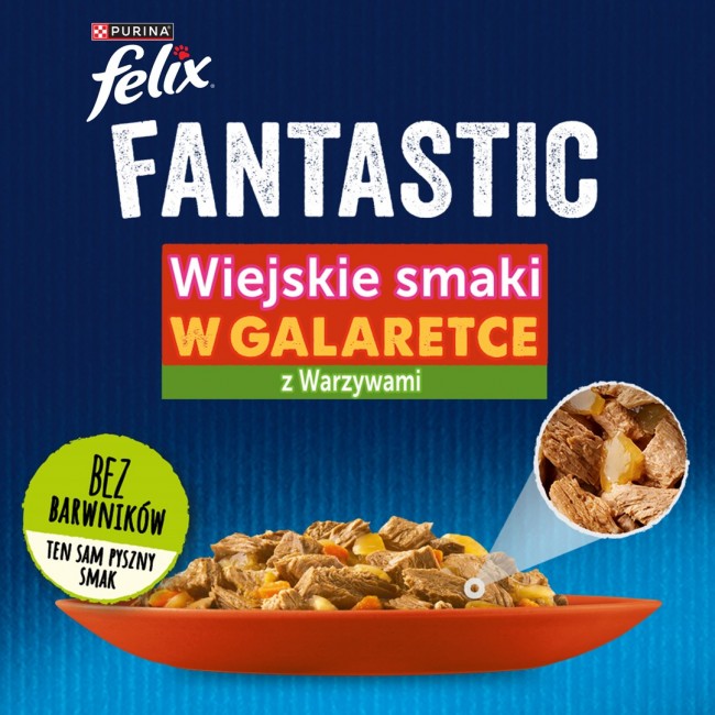Felix Fantastic country flavors meat with vegetables - chicken with tomatoes, beef with carrots - 340g (4x 85 g)