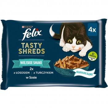 FELIX Tasty Shreds with salmon and tuna - 4x 80g