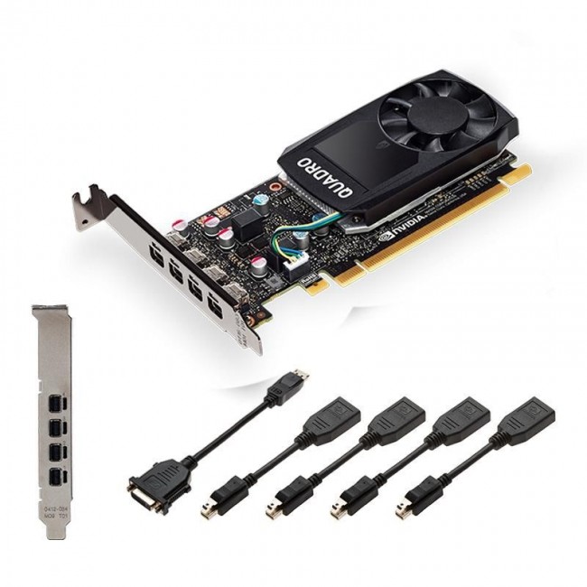 Graphics card PNY NVIDIA Quadro P1000 V2 LowProfile 4 GB GDDR5, PCIe 3.0 x16, 4x Mini DP 1.4, LP bracket, 4x mDP to DP adapter, Retail