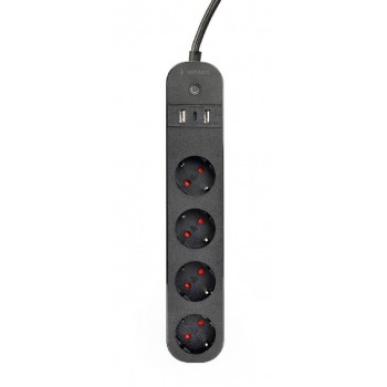 Gembird TSL-PS-S4U-01 Smart power strip 4 AC outlet(s) Type E 1.5 m 3 3680 W Black