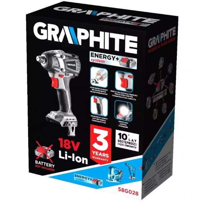 Graphite Energy+ 18V brushless impact wrench. Li-Ion. without battery