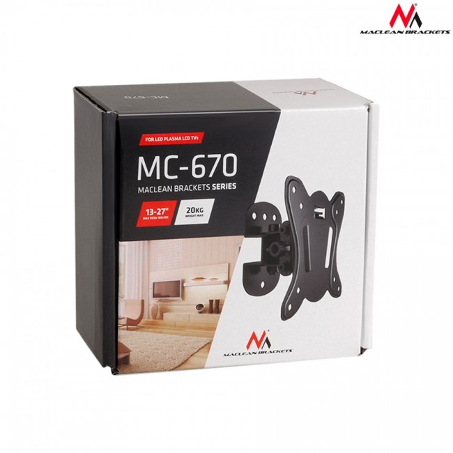 Maclean MC-670 Wall Mount Bracket LCD Adjustable Wall TV Bracket up to 20kg