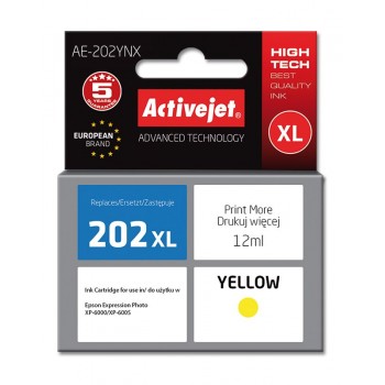 Activejet AE-202YNX ink (replacement for Epson 202XL H44010 Supreme 12 ml yellow)