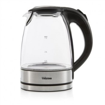 Tristar | Glass Kettle with LED | WK-3377 | Electric | 2200 W | 1.7 L | Glass | 360 rotational base | Black/Stainless Steel