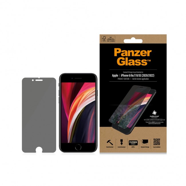 PanzerGlass Privacy Screen Protector Apple iPhone SE (2020/2022) | 8 | 7 | 6 | 6s | Standard Fit
