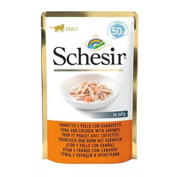 SCHESIR in jelly Tuna and chicken with shrimps - wet cat food - 50 g