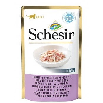 SCHESIR in jelly Tuna and chicken with ham - wet cat food - 50 g