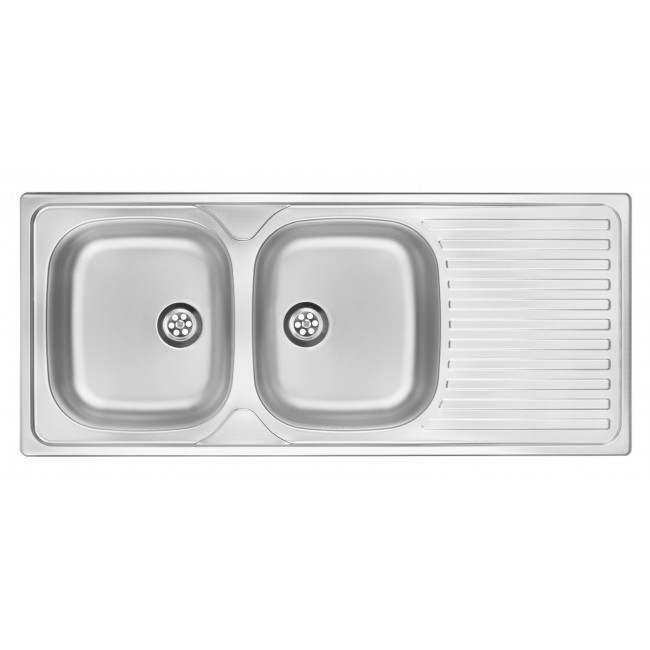 2-bowl steel sink with drainer