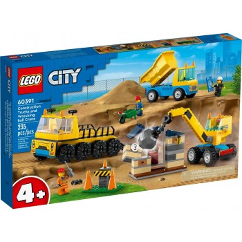 LEGO CITY 60391 CONSTRUCTION TRUCKS AND WRECKING BALL CRANE