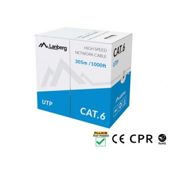 LANBERG CABLE UTP CAT.6 305M WIRE CU GRAY