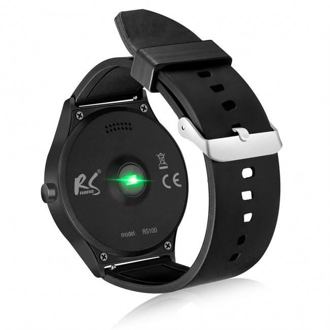 NanoRS RS100 Smartwatch Black, 32Mb RAM and ROM Memory, Bluetooth, Heart Rate, Pedometer, Sleep Monitoring, Alarm, Free App.