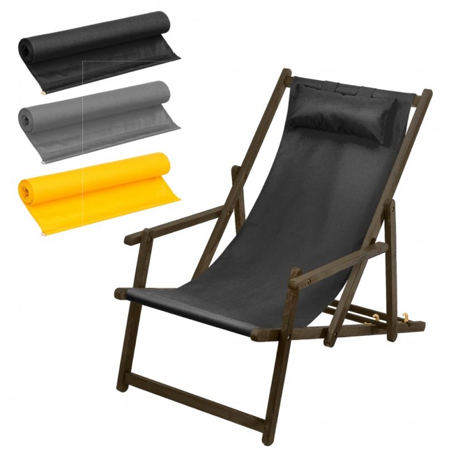 Sun lounger with armrest and cushion GreenBlue Premium GB283 black