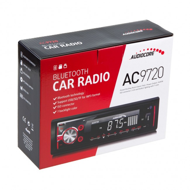 Radio Audiocore AC9720 B MP3 / WMA / USB / RDS / SD ISO Bluetooth Multicolor, APT-X technology