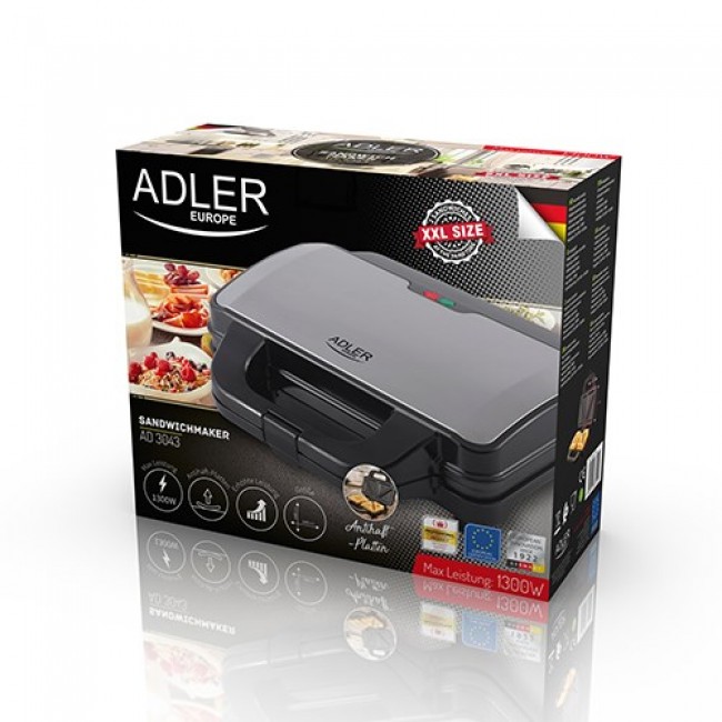 Adler AD 3043 sandwich maker 1300 W Black