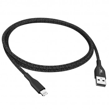 IOS MFi Cable Charging Data Transfer Fast Charge USB 2.4A Black 1m 5V 2.4A Nylon