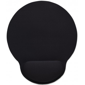 Manhattan Wrist Gel Support Pad and Mouse Mat, Black, 241 203 40 mm, non slip base, Lifetime Warranty, Card Retail Packaging