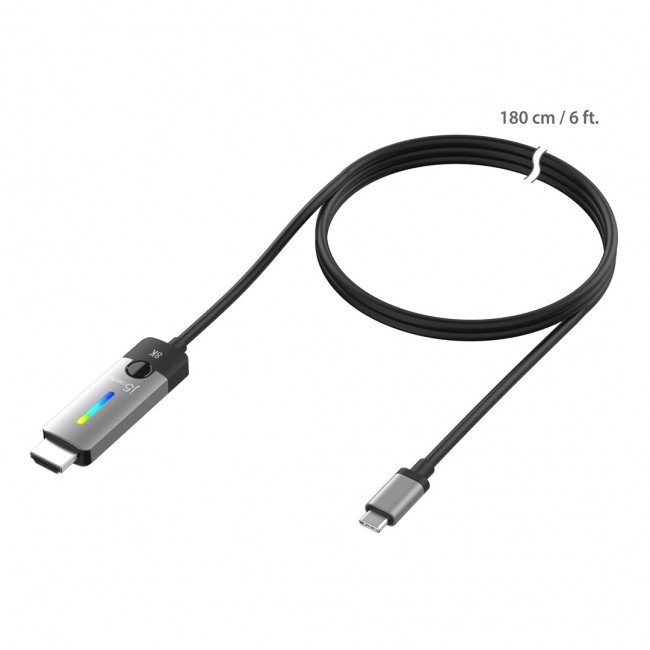 Adapter j5create USB-C to HDMI 2.1 8K Cable (USB-C m - 8K HDMI m 1.8m colour silver black) JCC157-N