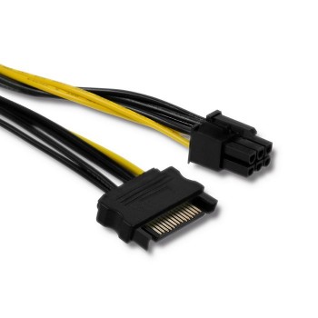 Qoltec 53989 Power cable SATA 15 pin male/PCI-E 6 pin male | 15cm