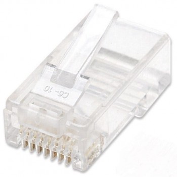 Intellinet RJ45 Modular Plugs, Cat6, UTP, 2-prong, for stranded wire, 15 gold plated contacts, 100 pack