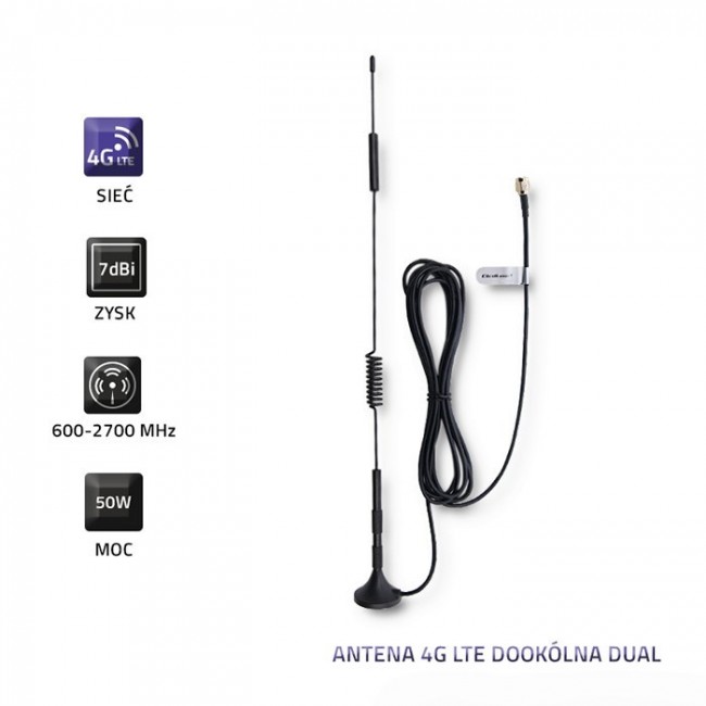 Qoltec 57015 Omnidirectional Antenna 4G LTE DUAL | 7dBI | Indoor | Outdoor