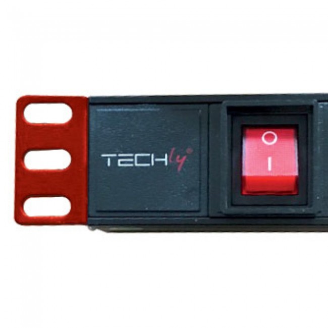 Techly I-CASE STRIP-81UD power distribution unit (PDU) 8 AC outlet(s) 1U Black, Red