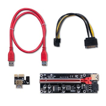 Qoltec 55508 Riser PCI-E 1x - 16x | USB 3.0 | ver. 009S Plus | SATA / PCI-E 6 pin